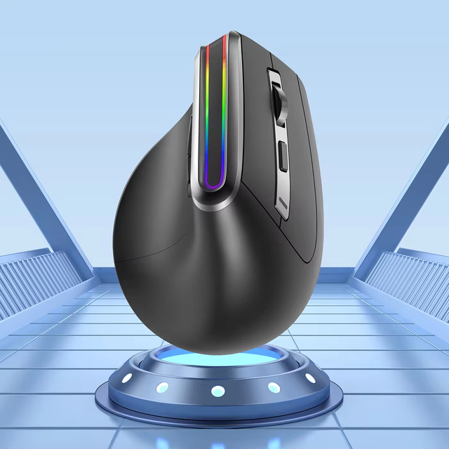 Rechargeable RGB Backlit Optical Vertical Mouse Long Life Battery Gaming Mouse Rechargeable Silent Wireless Computer Mouse