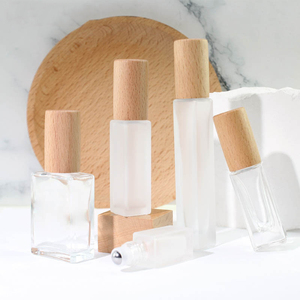 Mini contenedor de Perfume de viaje de 3ml, 5ml, 10ml, 15ml en forma de cuadrado plano o cilindro, botella de Perfume en aerosol mate de vidrio con tapa de madera - Product Image 6