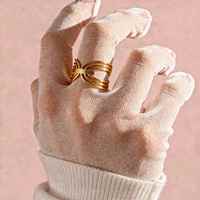Bague géométrique ovale vintage en acier inoxydable pour femmes et filles