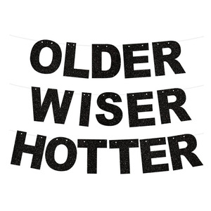 Older Wiser Hotter Glitter Banner Funny <strong>Birthday</strong> Banner for Women <strong>30th</strong> 40th 50th 60th 70th 80th <strong>Birthday</strong> Party <strong>Decorations</strong> - Product Image 2