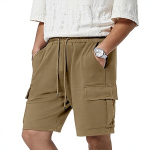 Shorts cargo décontractés pour hommes, à carreaux, taille élastique, style bermuda, avec poches, en tissu de laine, polyester/coton, séchage rapide - Product Image 1