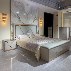 Juego de <span class=keywords><strong>Cama</strong></span> <span class=keywords><strong>Doble</strong></span> King Size <span class=keywords><strong>con</strong></span> Estructura de Madera, Cabecera Tapizada, Juego de Muebles de Dormitorio de Madera Modernos y Lujosos - Product Image 1