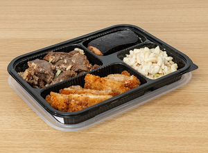 PP Plastic 4 Compartment Lunch Box,Black colour <b>Microwave</b> Safe Bento Container Heatable Food Storage Tray with <b>Lid</b> - Product Image 4