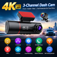 Caméra Embarquée WiFi 4K HD 3,16 Pouces Voiture DVR Caméra Avant Arrière Interne 3 Canaux 4K WiFi 3 Objectifs