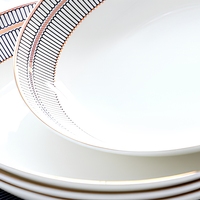 Service de vaisselle en porcelaine fine de Tangshan, assiettes rondes, ensemble d'assiettes à dîner pour la maison, l'hôtel, coffret cadeau