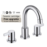 Robinet de salle de bain Health CUPC 8 pouces, chaud et froid, en acier inoxydable nickel brossé, double poignée, 3 trous, pour salle de bain