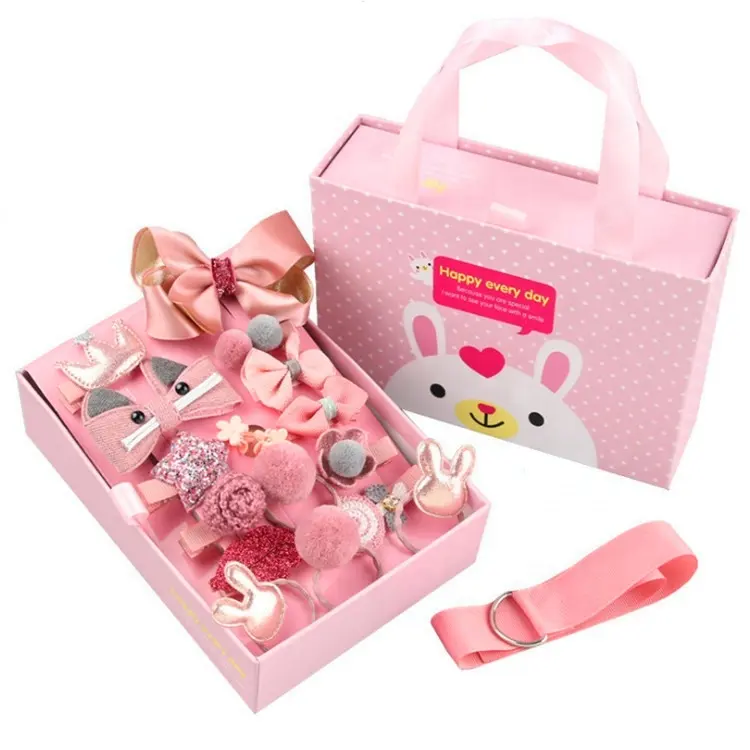 Bsci Fabriek Groothandel Nieuwe Kom Kids Haaraccessoires 18 Pcs Per Doos Baby Haar Clip Bows Gift Set Voor Kinderen baby Meisjes
