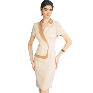 Factory Direct Supplier Short Sleeve Ladies Dresses Summer Office Wear Office Formal Ad Dress