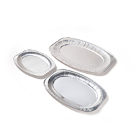 Barquette de cuisson jetable en aluminium ovale de 9 pouces (environ 23 cm) avec couvercle plat, idéale pour les plats à emporter et les tables vapeur