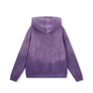 เสื้อฮู้ดดี้คุณภาพสูงจากผู้ผลิต แบบสั่งทำ สีม่วงไล่เฉด ทรงหลวม ไหล่ตก แบบครอป ทรงโอเวอร์ไซส์ ลุคทำเก่า ล้างสีแบบแอซิด - Product Image 6