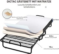 Lit pliant gain de place avec matelas, lit d'appoint pliable avec roulettes, lit pliant portable en métal pour le repos au bureau