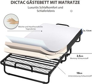 <span class=keywords><strong>Lit</strong></span> pliant gain de place avec matelas, <span class=keywords><strong>lit</strong></span> d'appoint pliable avec roulettes, <span class=keywords><strong>lit</strong></span> pliant portable en métal pour le repos au bureau - Product Image 4