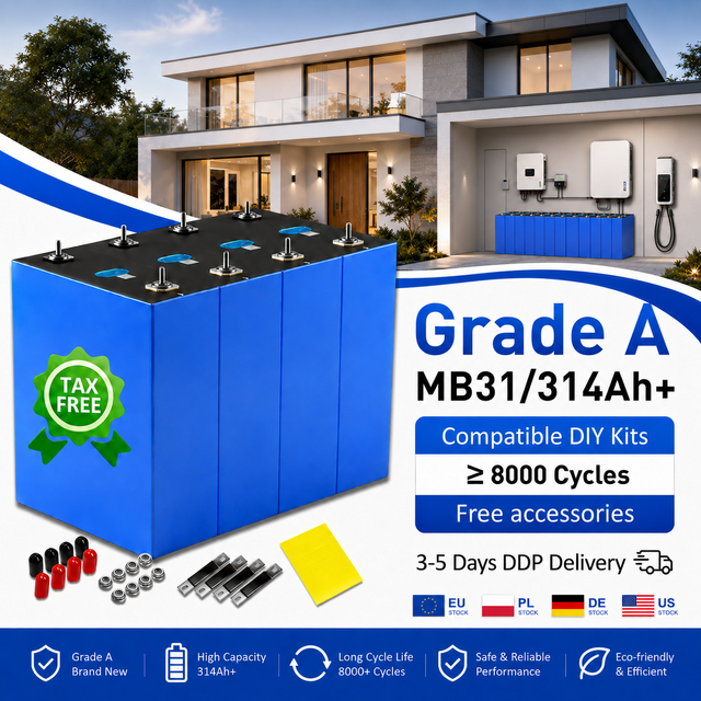 314Ah MB31 LFP Prismatic Cell 8000 Cycle Life 0.18 Milliohm EU Stock Grade a Wholesale Solar ESS Supplier