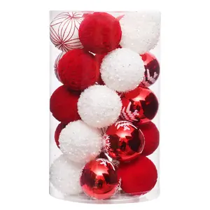 New Arrival 6cm 25pcs Per PVC Tube PS Material Christmas Ball Hanging Ornaments Decorations Bola De Navidad