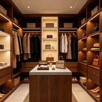 Système de rangement modulaire pour armoire et placard sur mesure de grande capacité pour toute la maison, pour un intérieur résidentiel moderne et luxueux