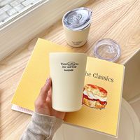Tasse à lait isotherme à double paroi style français, design moderne et minimaliste, mug thermique portable en acier inoxydable pour la maison et le café