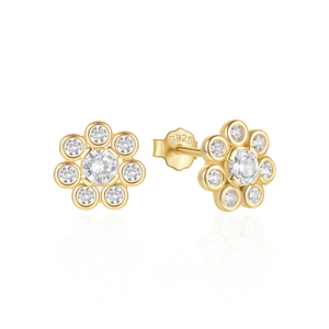 CANNER 18K Sunflower Inlaid 5A Cubic Zirconia <b>Stud</b> <b>Earrings</b> Jewelry S925 Sterling Silver Small Flower <b>Earrings</b> for Women <b>Girls</b> - Product Image 1