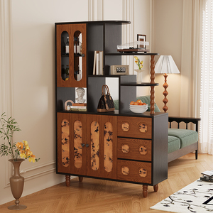 Espositore multifunzione in legno Vintage stile cinese portaoggetti decorativi porte in vetro cassetti soggiorno - Product Image 3