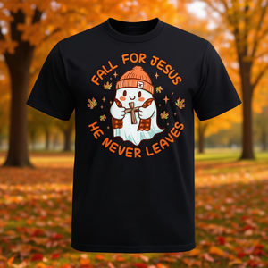 T-shirt rétro d'Halloween avec motif de fantôme mignon, « Souriez à Jésus, Il ne vous quitte jamais » - Product Image 3