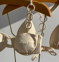 Ensemble de bikini de luxe sur mesure à étiquette privée, taille plus, avec armatures, pour femmes, bijoux - Couleur unie, matière spandex/nylon