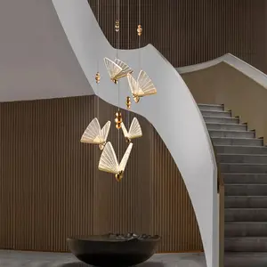 Factory Wholesale Home Decoration Fixtures Gold Butterfly E27 Led Chandelier Pendant Light