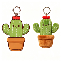 Porte-clés en peluche cactus de haute qualité, rembourrage en coton PP écologique, fabricant de porte-clés en peluche végétal doux et personnalisé