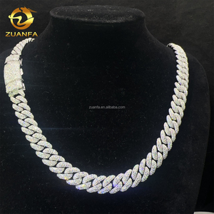 <span class=keywords><strong>Cadena</strong></span> Cubana Miami de Plata de Ley 925 con Incrustaciones de Moissanita VVS1, Certificado GRA, Ancho de 12 mm, Pasa el Test de Diamantes - Product Image 1