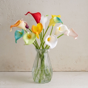 All'ingrosso bianco stelo lungo PU Calla giglio fiore artificiale per Bouquet da sposa decorazione per la casa, vero tocco PU Calla giglio per vaso - Product Image 3