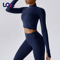 Veste de Yoga à manches longues pour femmes, coupe Slim, pull-over, extensible, athlétique, haut de course, Fitness, Sports de plein air