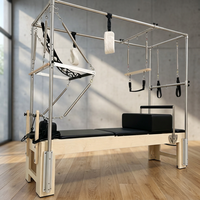 Table de Pilates Professionnelle 3-en-1 en Bois d'Érable : Reformer, Cadillac et Trapèze – Appareil Combo Réglable, Portable et Haut de Gamme pour le Fitness