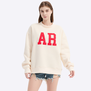 Biểu Tượng Tùy Chỉnh Thư Thêu In Phụ Nữ Của Mock Cổ Áo Quá Khổ Dài Tay Áo Bông Áo Thun Áo Nhà Sản Xuất - Product Image 3