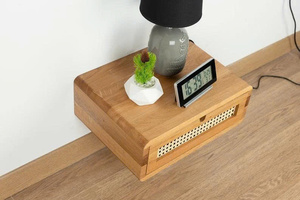 <b>Floating</b> Nightstand with Rattan <b>Drawer</b> Panel Minimalist Bedroom Furniture Single <b>Drawer</b> Storage Design Wholesale - Product Image 5