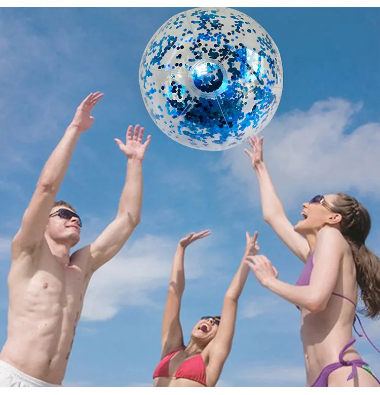 Promotional PVC Inflatable beach ball with glitters inside sequins glitter inflatable Water Ball
