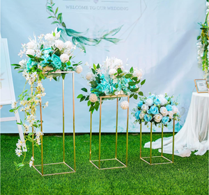 Vase à fleurs, support en <span class=keywords><strong>colonne</strong></span> dorée, support en métal, chemin de table, centre de table pour mariage, décoration de fête - Product Image 2