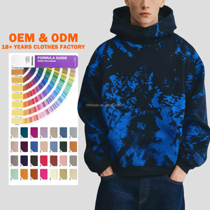 Sudadera con Capucha para Hombre, Estilo Urbano, Teñido Anudado Vintage, de Algodón 100% Pesado, Oversize, con Efecto Desgastado - Product Image 1