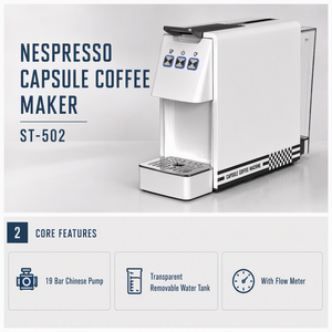 Machine à café 1450W à arrêt automatique et brassage précis, compatible avec réservoir d'eau amovible de 0,6L et débitmètre - Product Image 3