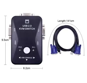 2 Port USB 2.0 KVM Switch Switcher 1920*1440 VGA SVGA Switch Splitter Box + 2 Cables For Keyboard Mouse Monitor Adapter