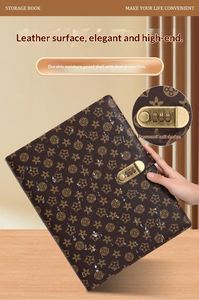 Carnet personnalisé A4 avec couverture en cuir spirale, organiseur de documents, album avec fermeture magnétique et design à feuilles mobiles, verrouillage par mot de passe - Product Image 3