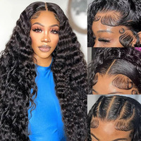 Rohhaar-Perücke aus indischem Echthaar, lose tiefe Wellen, 40 Zoll, gelockt, Full Lace, Glueless, 13x6 HD Transparent Lace Front Perücke