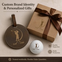 Porte-marqueur de balle de golf-Organisateur de t-shirt de golf en cuir PU rond gravé au laser avec logo de l'entreprise pour étiquette de sac de golf Supernova