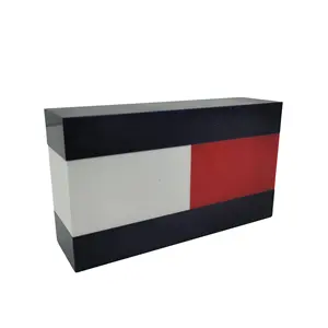 Custom Desktop Table Blue Red White Square Logo Sign Acrylic Cube Block For Display Equipment