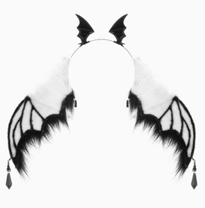 Serre-tête pour femme pour fête d'Halloween, accessoire de cheveux avec ailes de chauve-souris et plumes, noir, rouge, bleu, gris - Product Image 4