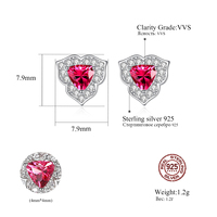 CZCITY Drei Blätter Sterling Silber S925 Elegante Dreieck Rot Herz Ohrring Schmuck für Frauen Großhandel