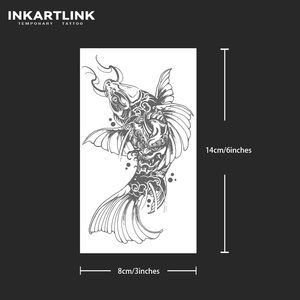 INKARTLINK Pegatina de tatuaje de pez Koi japonés, máscara Hannya, arte oriental, buena suerte, herbal, 15 días, arte corporal, suministros a granel - Product Image 4