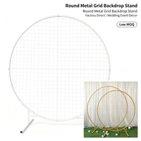 Arche de mariage en métal multi-tailles, structure circulaire en maille, support de toile de fond blanc et or pour la décoration de la réception de mariage
