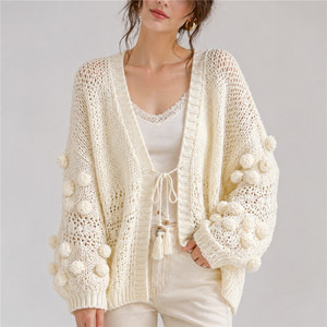 Boho Crochet <strong>Cardigan</strong> <strong>Women</strong> <strong>Oversized</strong> Chunky Knit Sweater Handmade Balloon Sleeve Knitwear Manufacturer - Product Image 1