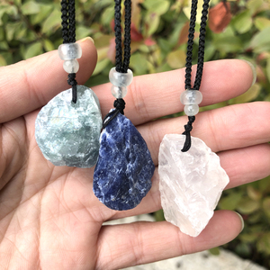 Drilled Natural Healing Semi-precious Stones Wrapped <b>String</b> Crystal Pendant Necklace for Women Jewelry - Product Image 4