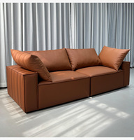 Ensemble de canapés modulaires en forme de bloc de tofu, style minimaliste italien, canapé sectionnel en cuir véritable, OEM pour les petits appartements et les meubles de maison