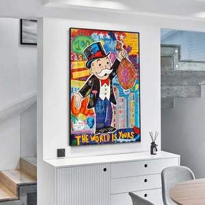SQ Alec <span class=keywords><strong>Monopoly</strong></span> imprime lienzo póster dinero arte de la pared decoración del hogar juego personaje calle <span class=keywords><strong>graffiti</strong></span> lienzo pintura para regalo - Product Image 2