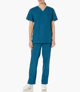Moderno ajuste v-pescoço mulheres esticar médicos esfrega uniformes conjuntos enfermeira